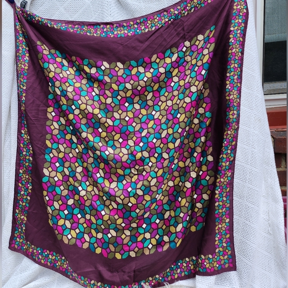 Nicole Miller plum silk‎ scarf